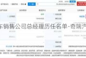 奇瑞汽车销售公司总经理历任名单-奇瑞汽车销售公司