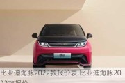 比亚迪海豚2022款报价表,比亚迪海豚2022款报价