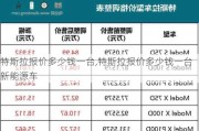 特斯拉报价多少钱一台,特斯拉报价多少钱一台新能源车