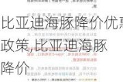 比亚迪海豚降价优惠政策,比亚迪海豚 降价