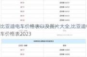 比亚迪电车价格表以及图片大全,比亚迪电车价格表2023