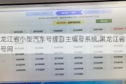 黑龙江省小型汽车号牌自主编号系统,黑龙江省车牌选号网