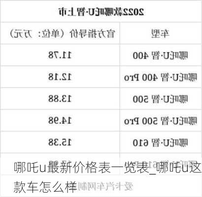 哪吒u最新价格表一览表_哪吒u这款车怎么样