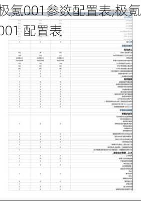 极氪001参数配置表,极氪001 配置表