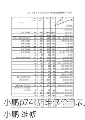 小鹏p74s店维修价目表,小鹏 维修