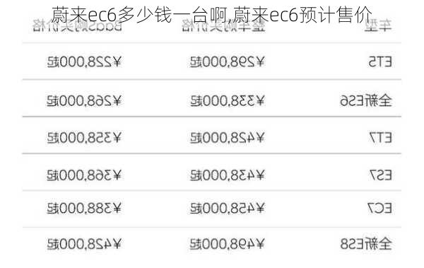 蔚来ec6多少钱一台啊,蔚来ec6预计售价