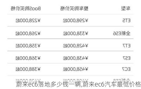 蔚来ec6落地多少钱一辆,蔚来ec6汽车最低价格