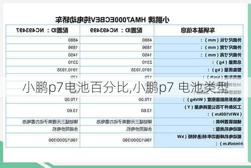 小鹏p7电池百分比,小鹏p7 电池类型