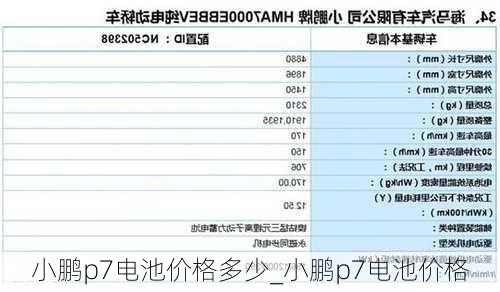 小鹏p7电池价格多少_小鹏p7电池价格