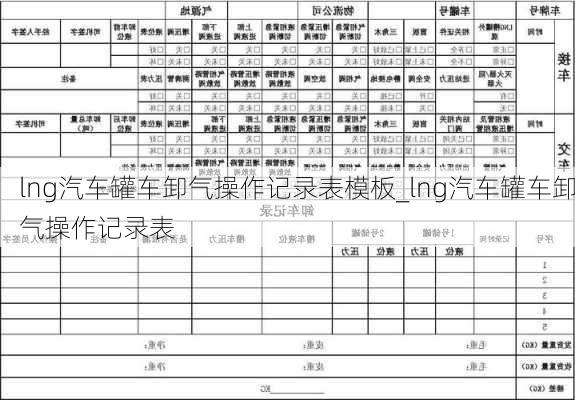 lng汽车罐车卸气操作记录表模板_lng汽车罐车卸气操作记录表