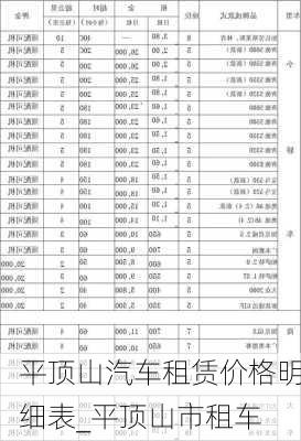 平顶山汽车租赁价格明细表_平顶山市租车