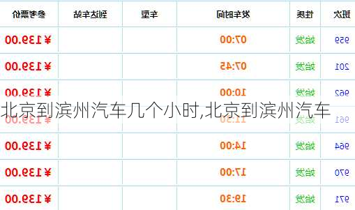 北京到滨州汽车几个小时,北京到滨州汽车