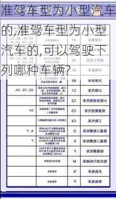 准驾车型为小型汽车的,准驾车型为小型汽车的,可以驾驶下列哪种车辆?