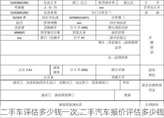 二手车评估多少钱一次,二手汽车报价评估多少钱