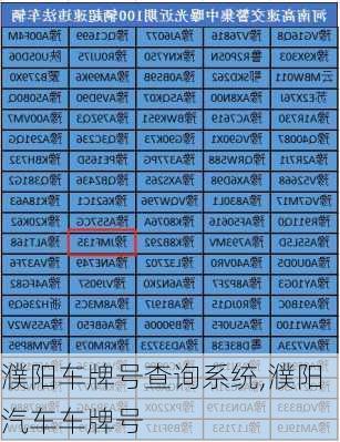濮阳车牌号查询系统,濮阳汽车车牌号