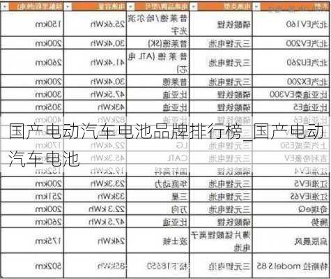 国产电动汽车电池品牌排行榜_国产电动汽车电池