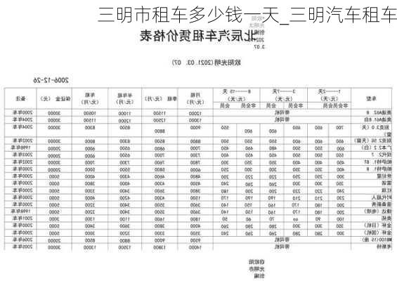 三明市租车多少钱一天_三明汽车租车