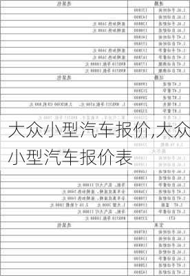 大众小型汽车报价,大众小型汽车报价表