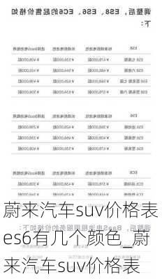 蔚来汽车suv价格表es6有几个颜色_蔚来汽车suv价格表