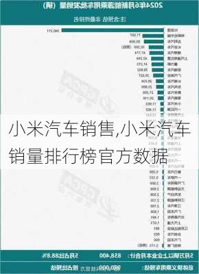 小米汽车销售,小米汽车销量排行榜官方数据