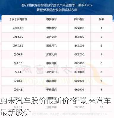 蔚来汽车股价最新价格-蔚来汽车最新股价