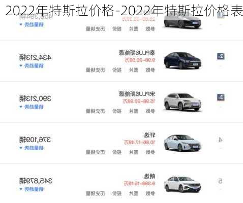 2022年特斯拉价格-2022年特斯拉价格表