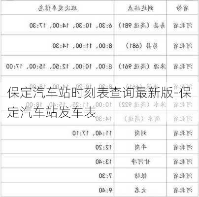 保定汽车站时刻表查询最新版-保定汽车站发车表