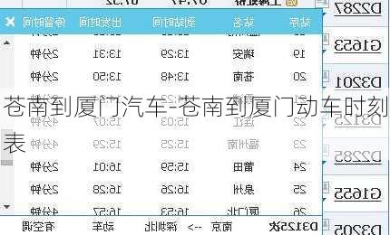 苍南到厦门汽车-苍南到厦门动车时刻表