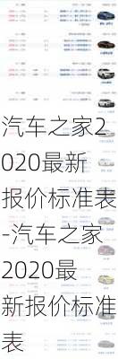 汽车之家2020最新报价标准表-汽车之家2020最新报价标准表