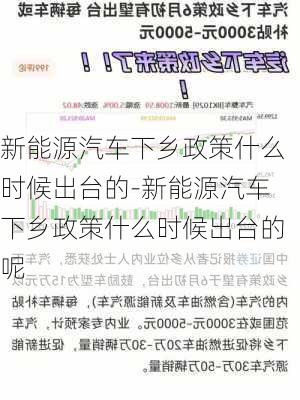 新能源汽车下乡政策什么时候出台的-新能源汽车下乡政策什么时候出台的呢