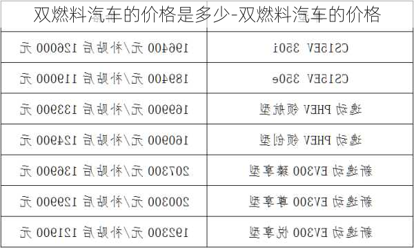 双燃料汽车的价格是多少-双燃料汽车的价格