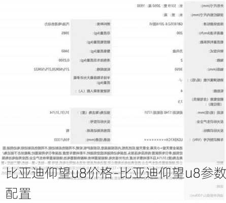 比亚迪仰望u8价格-比亚迪仰望u8参数配置