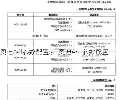 奥迪a4l参数配置表-奥迪A4L参数配置