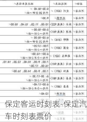 保定客运时刻表-保定汽车时刻表票价