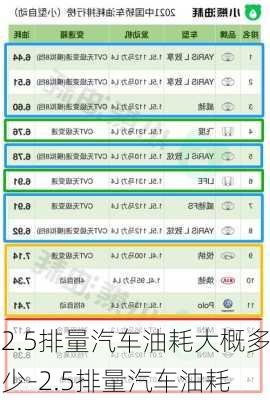 2.5排量汽车油耗大概多少-2.5排量汽车油耗