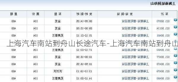 上海汽车南站到舟山长途汽车-上海汽车南站到舟山