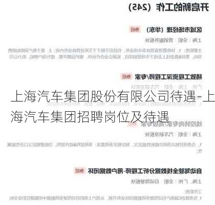 上海汽车集团股份有限公司待遇-上海汽车集团招聘岗位及待遇