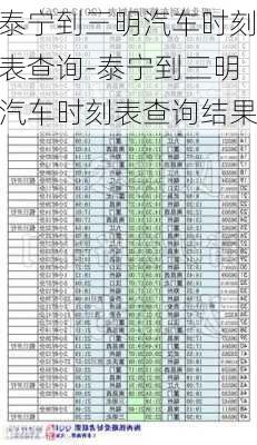 泰宁到三明汽车时刻表查询-泰宁到三明汽车时刻表查询结果