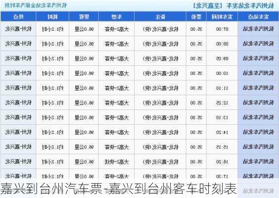 嘉兴到台州汽车票-嘉兴到台州客车时刻表